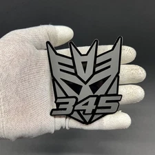 2x Decepticon 345 Transformer Mask Car Fender Badge Emblem Mat BLK / Black Decal