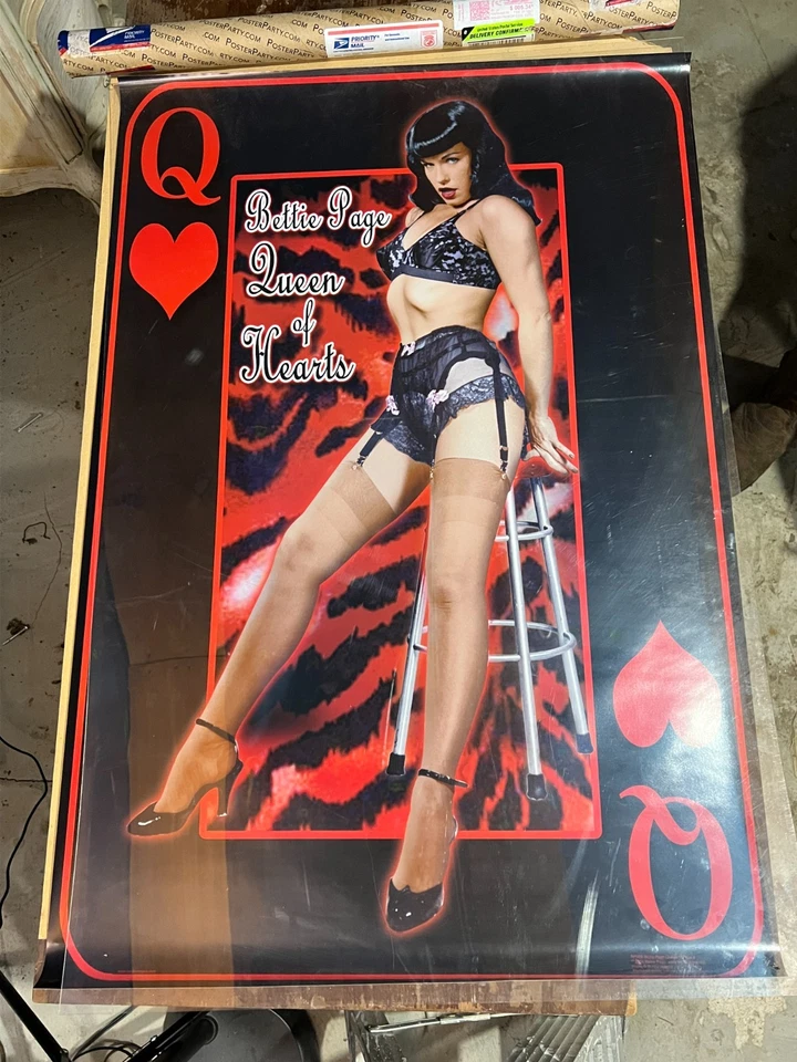 Bettie Page Poster Lot of 3 Raven Images 2004 Queen Hearts Bikini Flames - Image 3 of 3