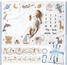 OSTANDRAFFE Monthly Milestone Blanket for Baby Boy, Premium Soft Fleece Blank...