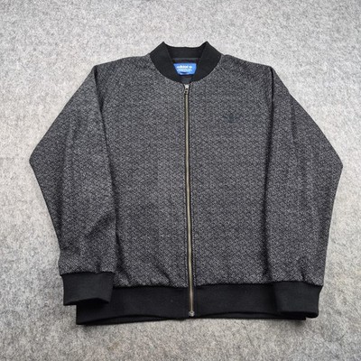 Adidas Jacke Herren Large Grau Superstar SST Tweed Wolle Bomber Trefoil Gefüttert