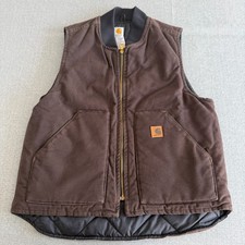 Carhartt Sandstone Arctic Quilt Lined Vest Mens Medium Brown V02 DKB Made in USA