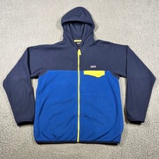 Patagonia Kids XL 14 Micro D Snap-T Full Zip Hooded Fleece Jacket Blue 65465