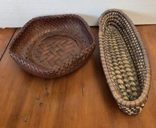 Lot of 2 - Hand-Woven Southwestern Baskets   Bowl  Tray