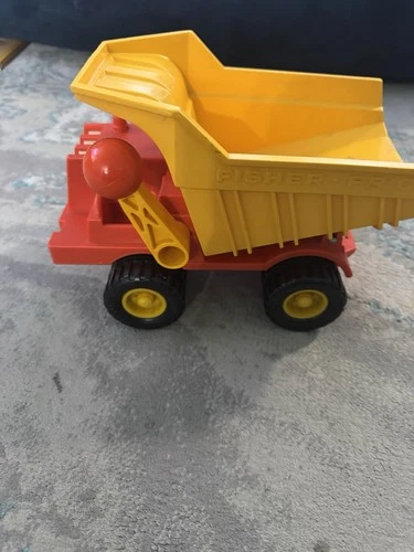 Vintage 1970’s Fisher Price 12” Large Dump Truck Husky Helpers Toy # 302