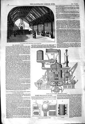 Original alter antiker Druck 1850 Robinson Brotbackautomat Artisa Victorian