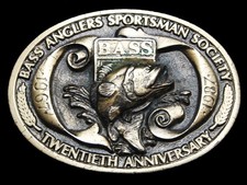 NA07104 VINTAGE 1987  BASS ANGLERS SPORTSMAN SOCIETY 20TH ANNIVERSARY  BUCKLE
