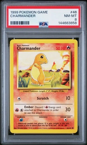 1999 POKEMON GAME BASE SET UNLIMITED #46 CHARMANDER PSA 8