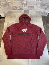 University Wisconsin Badgers Women  s Large Red Independent Hoodie Embroidered