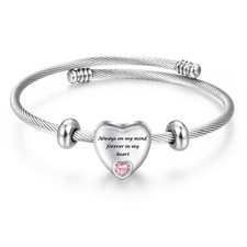 Urn Bracelet for Ashes Heart Cremation Jewelry for Ashes Stainless Steel Ash ...