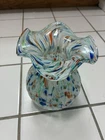 VTG Fratelli Toso Murano Rainbow Color Swirl Italian Art Glass Vase Mid Century