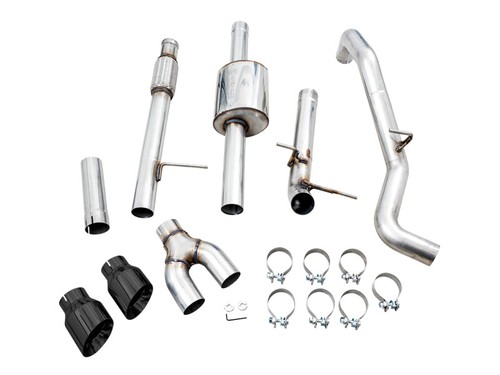 AWE Tuning 0FG Catback Side Exit BLK Tips Fits 4th Gen GM 1500 5.3L Flat Bumper - Picture 2 of 10