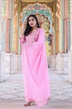 Indain Embroidery Work Printed Straight Kurti With Printed Pant And Dupatta