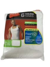 Hanes Men's Tagless Tanks White color 6-Pack Size M