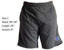 Champion Men's Shorts Pockets Authentic Cotton Fleece Gym Workout Dark Gray L