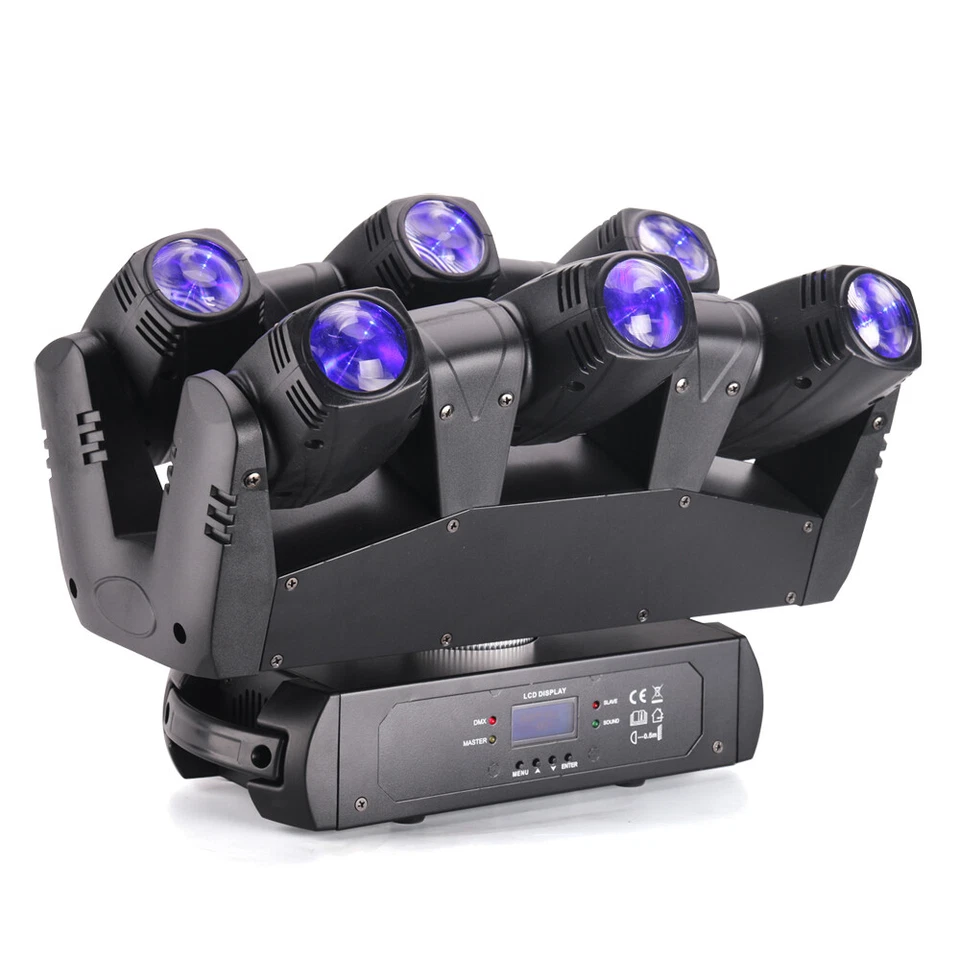 6 Eye 10W LED Moving Head Stage Light RGBW DMX Beam Wash Lighting DJ Disco Party - Image 4 of 4