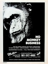 Walker Radiator Works Memphis Tn.1977 No Monkey Business Original Print Ad