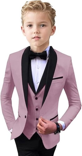 Boys Tuxedo 4 Piece Suit Set,Slim Fit Suit for Boys Wedding Outfit Ring Bearer - Picture 22 of 30
