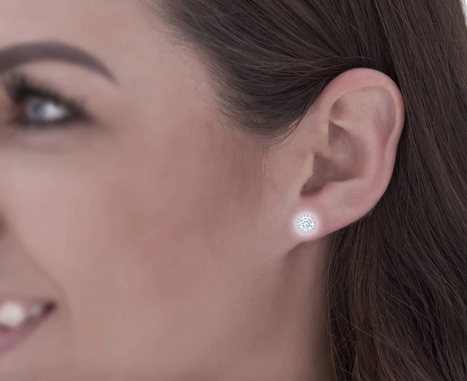 Aretes para mujer OROUS & CO chapados en oro de 18 quilates con circonita cúbica, hipoalergénicos, 1,9 quilates Foto 2 de 4