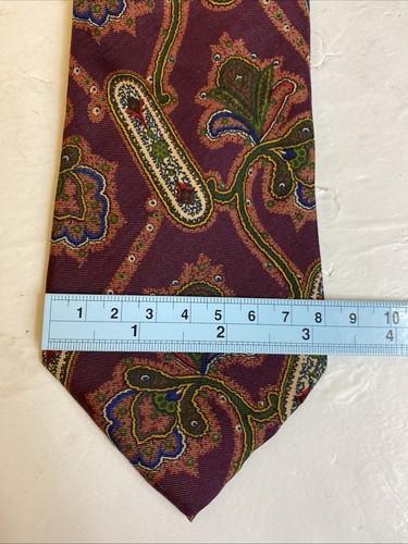 Vtg Hugo Boss Mens Jacobean Floral Necktie Burgundy Purple Green Tie 59”L 3.5”W - Picture 6 of 11