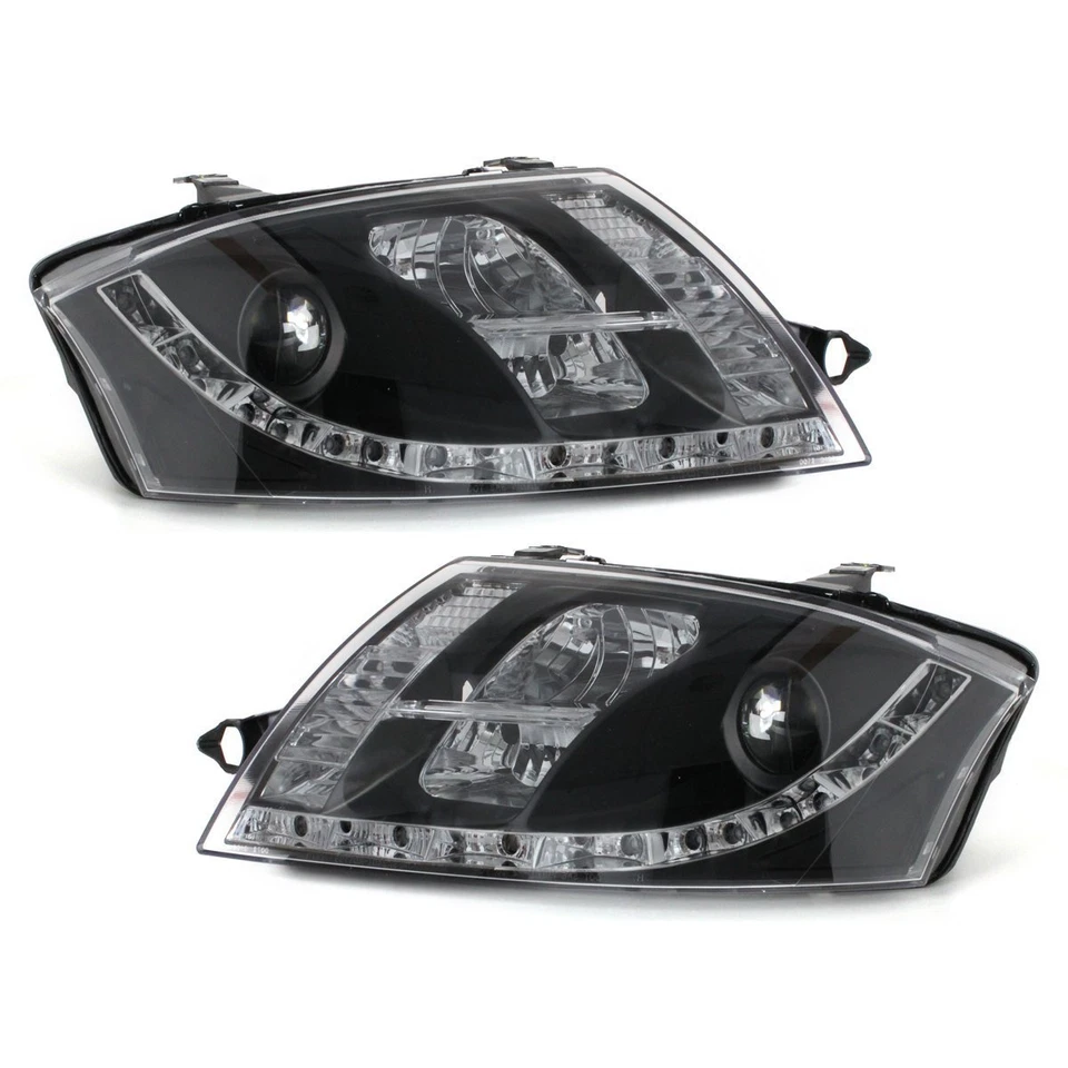 LED TAGFAHRLICHT-OPTIK SCHEINWERFER SCHWARZ FÜR AUDI TT 8N 98-06 LINKS RECHTS - Bild 4 von 4