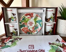 Juan Valdez Cafe' Mariposa Monarca Set of 4 Espresso Cups and Saucers Boxed