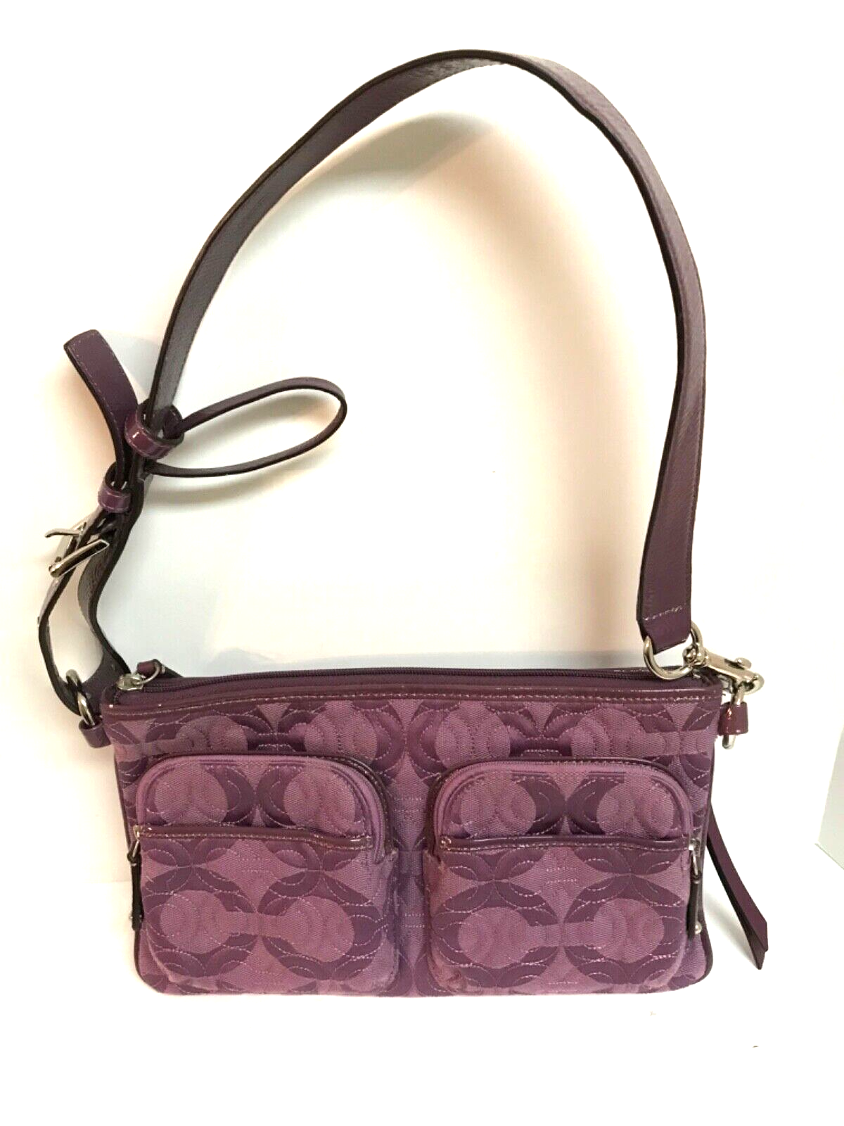 COACH Purple Signature Quilted Canvas Shoulder Bag 42957 Rare eBay