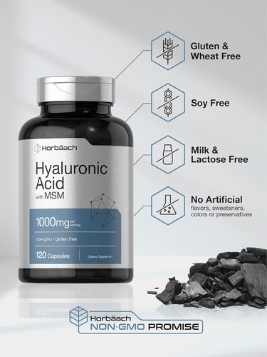 Hyaluronic Acid with MSM | 1000 mg | 120 Capsules | Non-GMO | by Horbaach - Picture 5 of 7