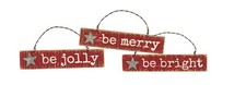 PBK Christmas Decor - Be Bright Be Merry Be Jolly Ornaments 3pc
