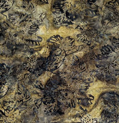 High-Quality Earthy Tones Floral Design Cotton Batik Quilting Fabric 1 yard
