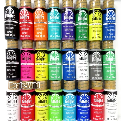 Many Colors - Craft Paint FolkArt Acrylic Matte Folk Art - Build A Set 2oz