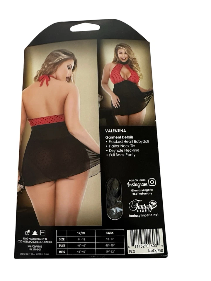 Lencería Curve Fantasy Valentina Halter ojo de cerradura frontal babydoll y panty a juego Foto 2 de 4