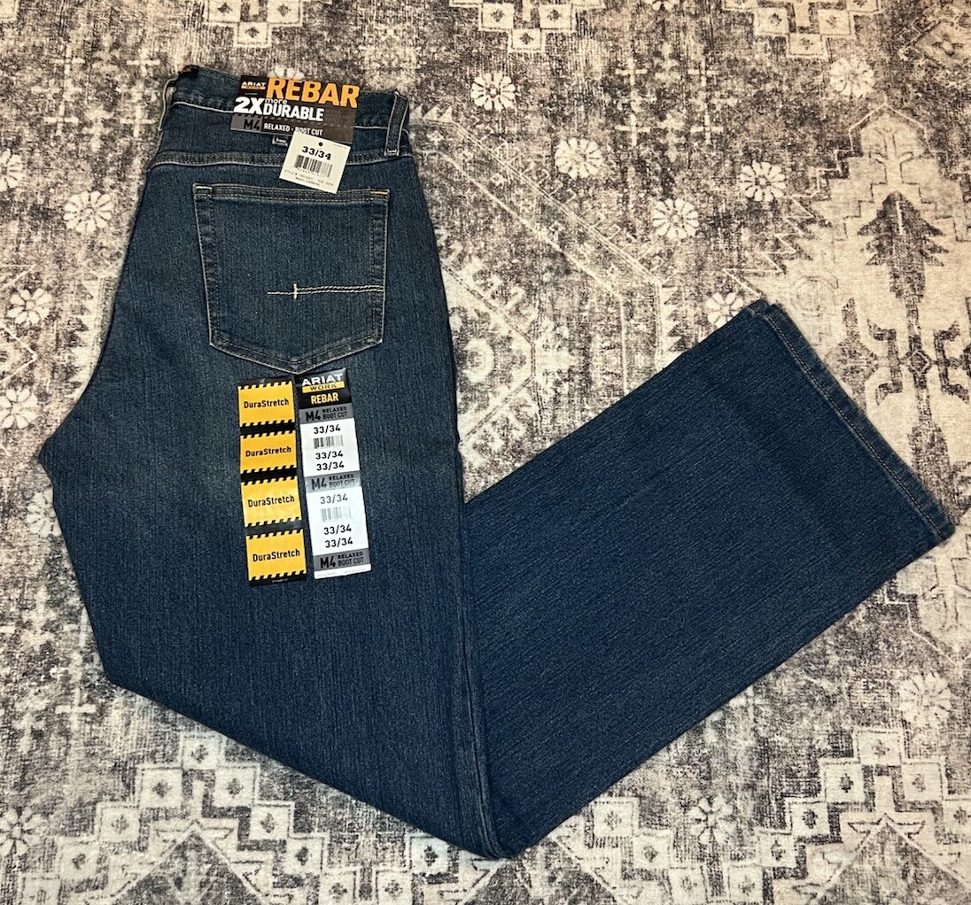 Ariat Men's Rebar M4 Relaxed DuraStretch Boot Cut Jeans 10016221