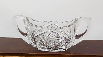 Vintage Heavy Leaded Crystal 2-Handle Sugar Bowl Cut Glass Classic Elegance