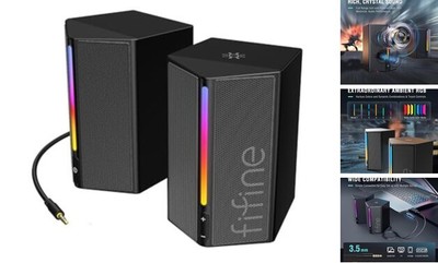  Computer Speakers, Desktop PC Speakers with Volume Control, RGB Gaming 