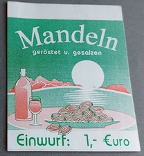 1 x Papiereinleger: Mandeln Einwurf 1.-&euro; f&uuml;r Warenautomaten  , neu