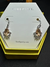 Bomb Party Earrings- RBP3709 "Pure Bliss" Lab Created Peach Topaz, Rhodium