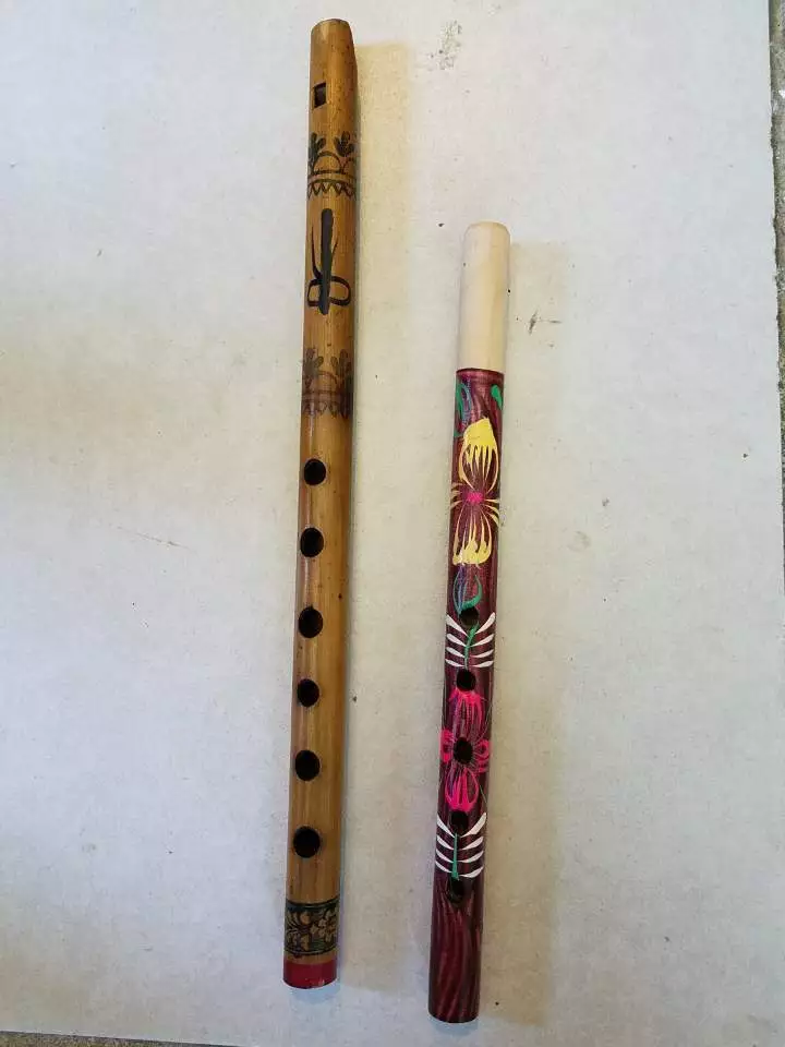 Hand Painted Bamboo Trumpet 12.5