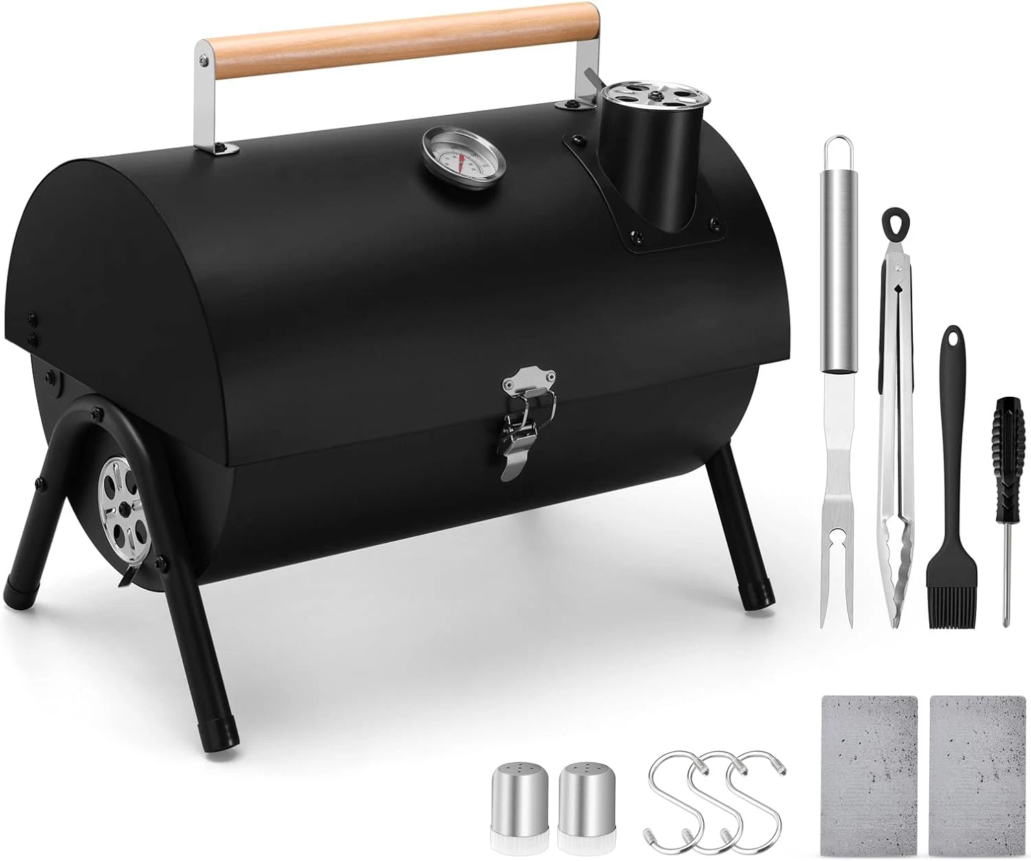 Compact Portable Charcoal Grill Set for Camping, Patio, and Beach BBQs