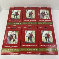 6 Pack Inkjet Canon PP-201 Photo Paper Plus Glossy II 4x6" 100 Sheets Per Pack