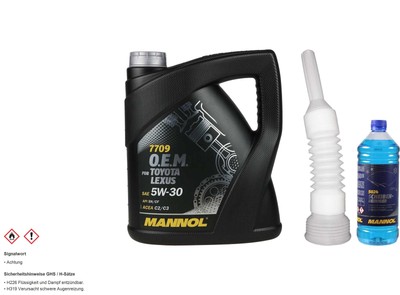 4L MANNOL Motoröl 7709 5W-30 API SM/CF inkl. Schlauch + Scheibenreiniger