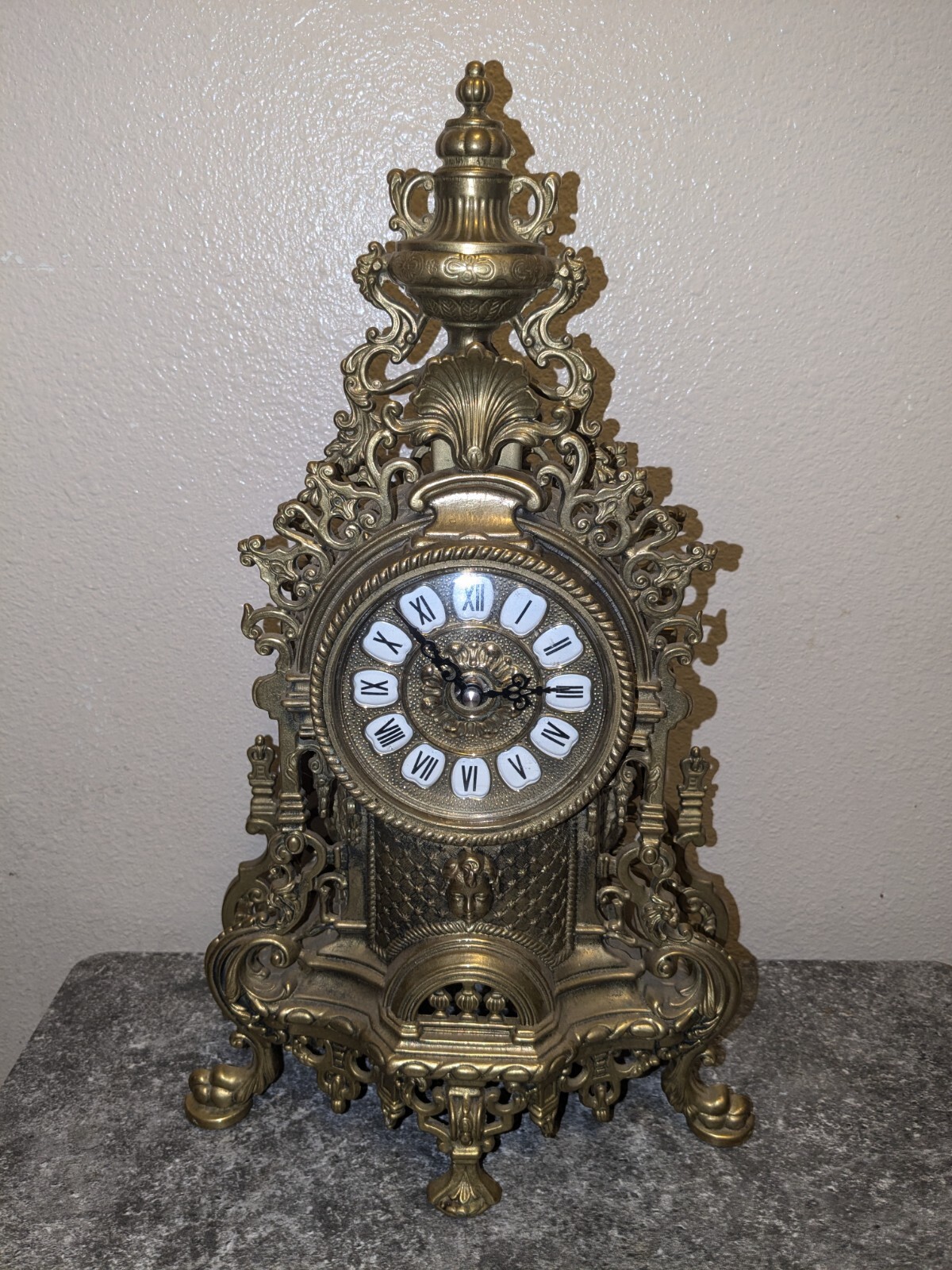 Antique Franz Hermle Imperial Style Brass Italian German Mantle Clock -READ!!