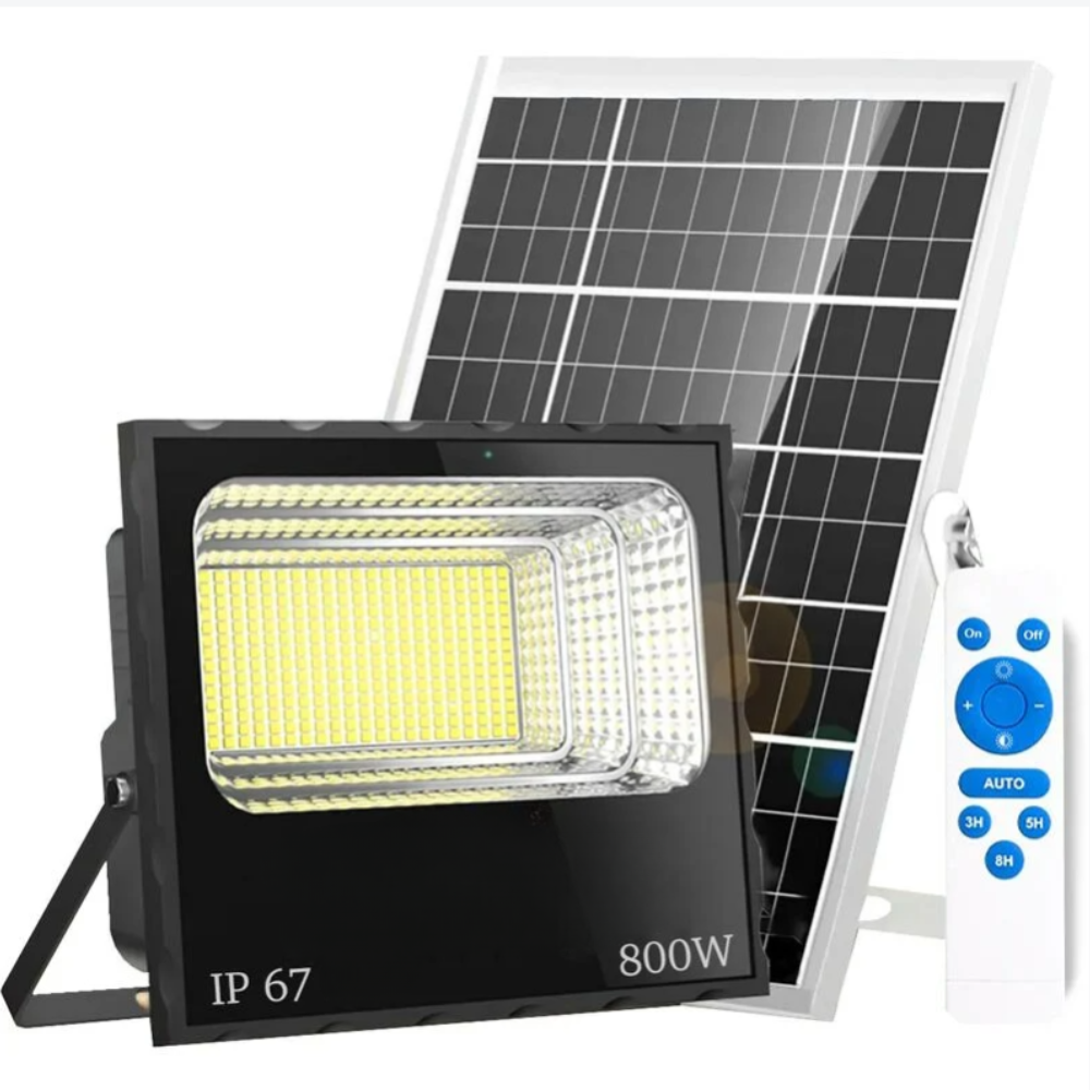 Faro LED 800W Con Pannello Solare E Telecomando, Per Esterni, Batteria Integrata, Sensore Crepuscolare - 4