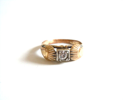 Ring Floralia Elidor RT Goldton Metall berieben schlechter Zustand 2,3 g/Gr.53