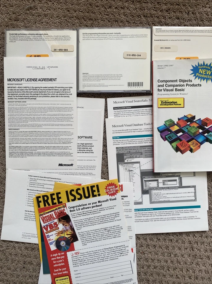 Microsoft Visual Basic 5.0 Enterprise Edition Upgrade with CD keys. - Image 4 of 4