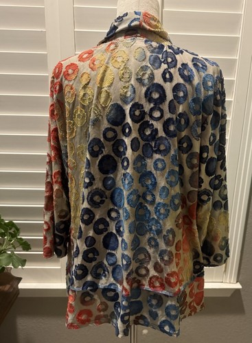Ali Miles Tunic Jacket Colorful Circle Abstract Big Button Front Artsy P Large - Picture 4 of 6