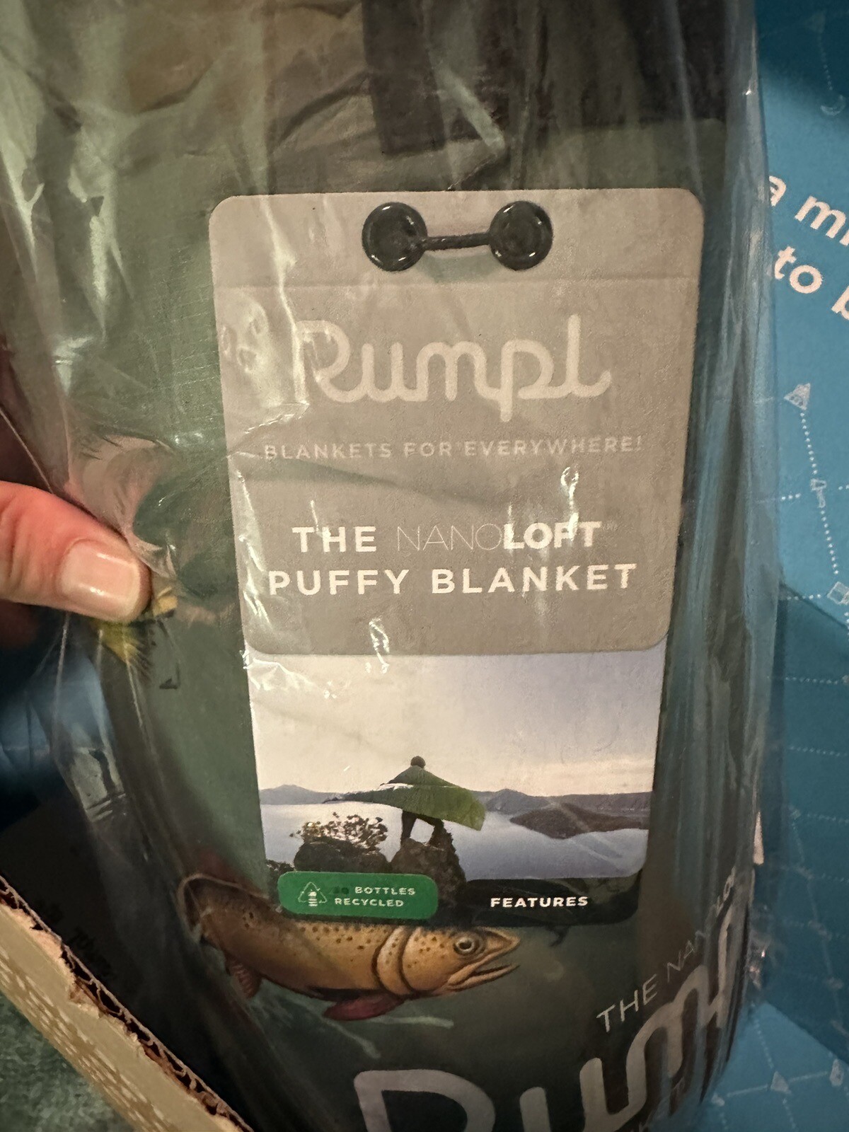 NEW In Box Rumpl Nanoloft Puffy Blanket in Limited Edition River Run