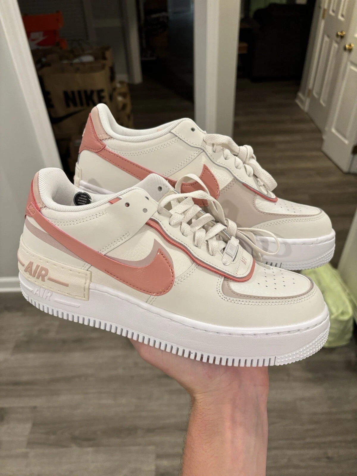 Nike Air Force 1 Shadow White Phantom Pink da donna taglia 9 NUOVISSIME DZ1847 001