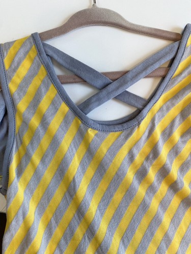 Isobella and Chloe Girls Grey & Yellow Striped Dress Asymmetrical Sz 7 New - Picture 5 of 10