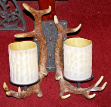 Faux Antler Double Light Wall Sconce Light Fixture Country Hunting Decor Cabin 