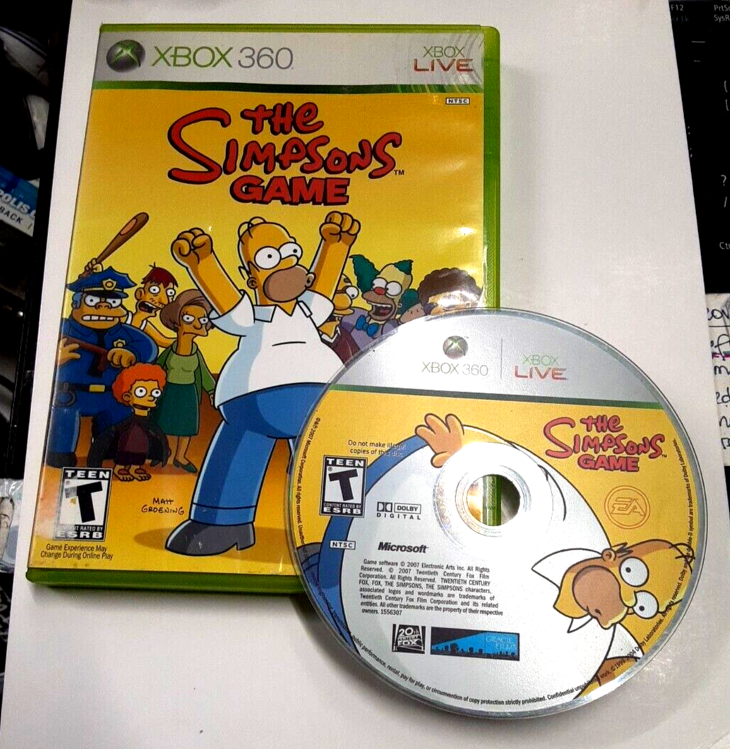 The SIMPSONS GAME Xbox 360 COMPLETE Manual Game (No Poster